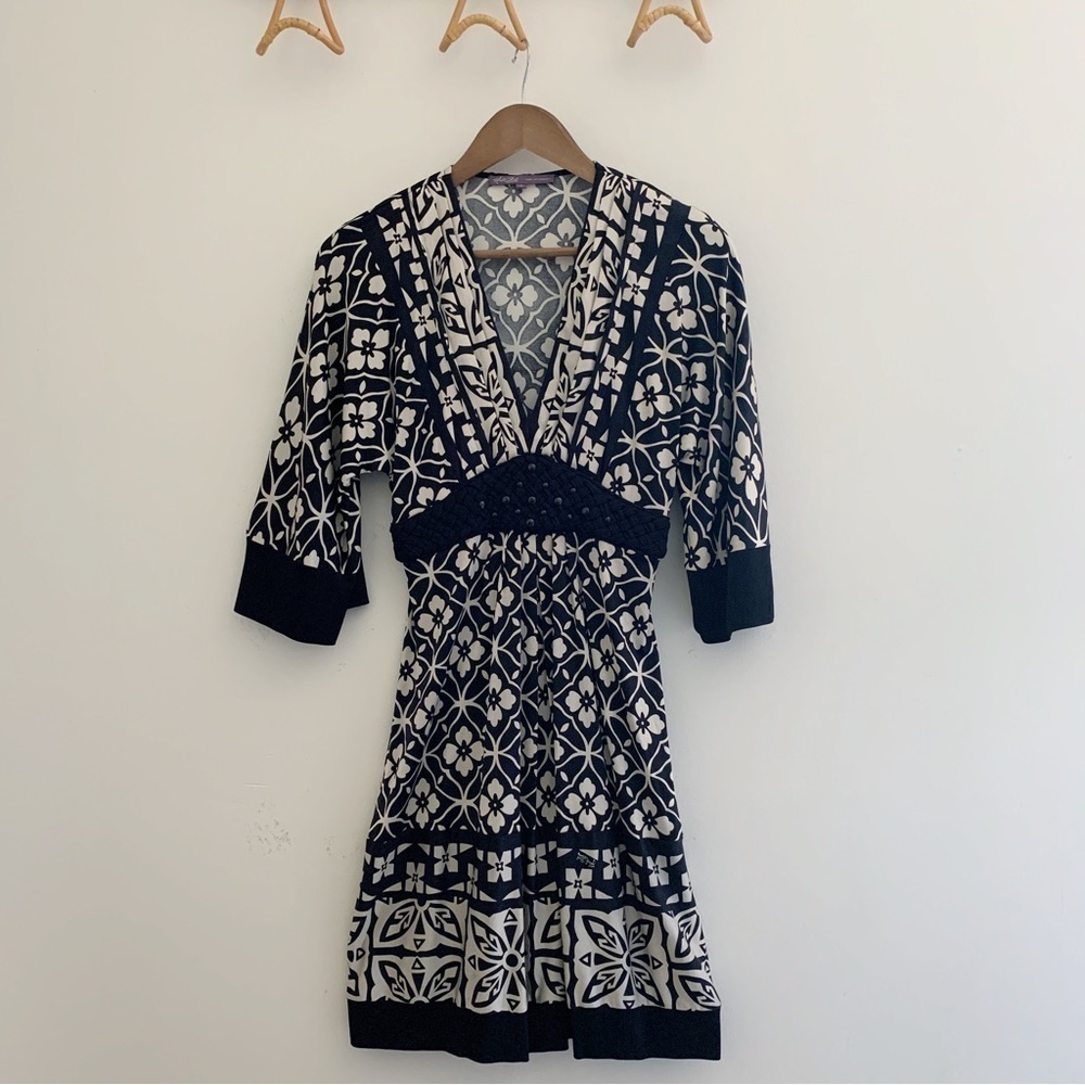 Hale Bob Deep V Neck Floral Silk Dress Small - Picture 8 of 8